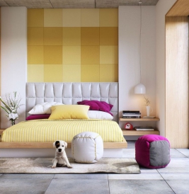 Nội thất phòng ngủ với thiết kế ánh sáng mở rộng