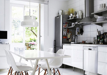 Thiết kế căn bếp trắng sáng