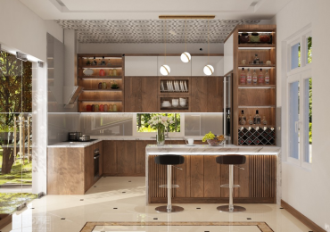 Thiết kế quầy bar mini đơn giản tại nhà cho nhà bếp hiện đại